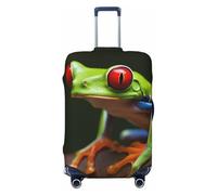 FHEBNDS Red Eyes Gepäckabdeckung, Motiv: Baumfrösche, waschbar, TSA-zugelassen, elastisch, Spandex, kratzfest, Reisegepäckabdeckung, passend für 45,7 - 81,3 cm Gepäck, Schwarz , S