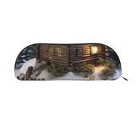 FHEBNDS Rustikale Make-up-Tasche aus Holz für Damen und Herren, großes Federmäppchen, ästhetisches Federmäppchen, Münztasche, Leder-Kosmetiktasche mit Reißverschluss, Büro-Organizer, Reiseutensilien