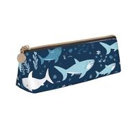 FHEBNDS Sharks Make-up-Tasche für Damen und Herren, großes Federmäppchen, ästhetisches Federmäppchen, Münztasche, Leder-Kosmetiktasche mit Reißverschluss, Büro-Organizer, Reiseutensilien