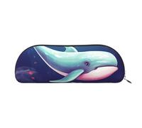 FHEBNDS Whale Make-up-Tasche für Damen und Herren, großes Federmäppchen, ästhetisches Federmäppchen, Münztasche, Leder-Kosmetiktasche mit Reißverschluss, Büro-Organizer, Reiseutensilien, silber