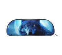 FHEBNDS Wolfs Make-up-Tasche für Damen und Herren, großes Federmäppchen, ästhetisches Federmäppchen, Münztasche, Leder-Kosmetiktasche mit Reißverschluss, Büro-Organizer, Reiseutensilien, Gold