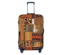 FHEDVBN Afrikanische Textil-Patchwork-Gepäckabdeckung, waschbar, dehnbar, kratzfest, Reisegepäckhülle, elastische Gepäckabdeckung, passend für 45,7 - 81,3 cm, Schwarz, S, Schwarz , S