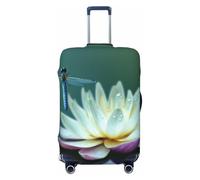 FHEDVBN Gepäckhülle mit Libelle mit Seerose, waschbar, dehnbar, kratzfest, elastisch, passend für 45,7 - 81,3 cm, Schwarz , L