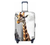 FHEDVBN Giraffe in New York Gepäckabdeckung, waschbar, dehnbar, kratzfest, elastische Gepäckabdeckung, passend für 45,7 - 81,3 cm, Schwarz , S