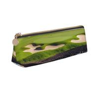 FHEDVBN Hawaii Beach Golfplatz-Make-up-Tasche, Leder-Federmäppchen für Arbeit, Büro, Stifteetui, ästhetische Bleistift-Aufbewahrungstasche, tragbare Münztasche, Geldbörse für Reisen