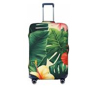 FHEDVBN hojas tropicales y flores Gepäckabdeckung, waschbar, dehnbar, kratzfest, Reisegepäckhülle, elastisch, passend für 45,7 - 81,3 cm, Schwarz, XL, Schwarz , XL