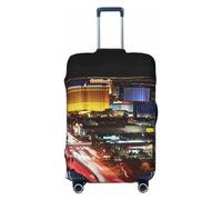 FHEDVBN Las Vegas Night City Gepäckabdeckung, waschbar, dehnbar, kratzfest, elastische Gepäckhülle, passend für 45,7 - 81,3 cm, Schwarz , S