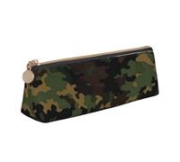 FHEDVBN Make-up-Tasche mit Camouflage-Muster, Leder, Federmäppchen für Arbeit, Büro, Stifteetui, ästhetische Bleistift-Aufbewahrungstasche, tragbare Münztasche, Geldbörse für Reisen