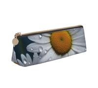 FHEDVBN Make-up-Tasche mit Gänseblümchen-Motiv, Leder, Federmäppchen für Arbeit, Büro, Reißverschluss, ästhetische Bleistift-Aufbewahrungstasche, tragbare Münztasche, Geldbörse für Reisen