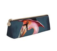 FHEDVBN Make-up-Tasche mit Halloween-Flamingo-Hexenhut, Leder-Federmäppchen für Arbeit, Büro, Stifteetui, ästhetische Bleistift-Aufbewahrungstasche, tragbare Münztasche, Geldbörse für Reisen