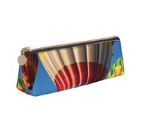 FHEDVBN Make-up-Tasche mit Heißluftballons, Leder, für Arbeit, Büro, Stifteetui, ästhetische Bleistift-Aufbewahrungstasche, tragbare Münztasche, Geldbörse für Reisen