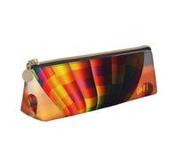 FHEDVBN Make-up-Tasche mit Heißluftballons, Leder, für Arbeit, Büro, Stifteetui, ästhetische Bleistift-Aufbewahrungstasche, tragbare Münztasche, Geldbörse für Reisen