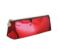 FHEDVBN Make-up-Tasche mit Herzmotiv, Leder, für Arbeit, Büro, Stifteetui, ästhetische Bleistift-Aufbewahrungstasche, tragbare Münztasche, Geldbörse für Reisen