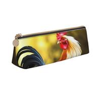 FHEDVBN Schönes Federmäppchen aus Leder mit Hahn-Motiv, für Arbeit, Büro, Stifteetui, ästhetische Bleistift-Aufbewahrungstasche, tragbare Münztasche, Geldbörse für Reisen