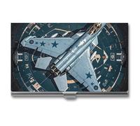 FHESDCW Air Force Fighter Jet Visitenkartenhalter für Männer & Frauen, professionelles Kartenetui mit Schnallenstil, kompaktes und tragbares Metallgehäuse für Büroangestellte, Stil, Einheitsgröße