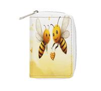 FHESDCW Bee Love Honey Leder-Kartentasche, Kreditkartenhalter, Reißverschluss, Geldbörse mit 20 Kartenfächern, schmale Brieftasche, EC-Kartenschutz, Organizer, Stil, 16 x 11,5 cm, Stil:, 16x11.5cm