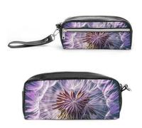 FHESDCW Botany Pusteblume Lila Federmäppchen Große Kapazität mit Reißverschluss, Hängende Wasserdichte Kosmetiktasche für Reisen, Vintage Leder Federmäppchen für Damen Herren