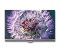 FHESDCW Botany Pusteblume Lila Visitenkartenetui für Männer & Frauen, professionelles Kartenetui mit Schnallenstil, kompaktes und tragbares Metalletui für Büroangestellte, Stil, Einheitsgröße