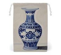 FHESDCW Chinesische blaue Porzellanvase mit Kordelzug, wiederverwendbar, Reise-Schmuckbeutel, waschbare Aufbewahrungsbeutel für Geschenk, Süßigkeiten, Kosmetik, 12 x 18 cm