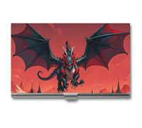 FHESDCW Cool Red Black Dragon Visitenkartenetui für Männer & Frauen, professionelles Kartenetui mit Schnallenstil, kompaktes und tragbares Metalletui für Büroangestellte, Stil, Einheitsgröße
