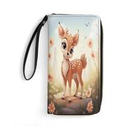 FHESDCW Damen-Geldbörse aus Leder, niedliches Hirsch, kleine Geldbörse, mehrere Mini-Kartenhalter, Organizer, Damen-Armband mit Kartenfächern, Ausweisfenster, Reißverschluss, Münzgeldbörse, Stil, 19,7