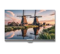 FHESDCW Dutch Windmill Visitenkartenhalter für Männer & Frauen, professionelles Kartenetui mit Schnallenstil, kompaktes und tragbares Metallgehäuse für Büroangestellte, Stil, Einheitsgröße, klassisch