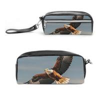 FHESDCW Eagles Federmäppchen mit großem Fassungsvermögen und Reißverschluss, wasserdichte Kosmetiktasche für Reisen, Vintage-Leder-Federmäppchen für Damen und Herren