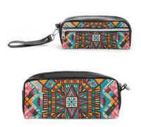 FHESDCW Federmäppchen im Retro-Pop-Art-Stil, große Kapazität, mit Reißverschluss, wasserdicht, Kosmetiktasche für Reisen, Vintage-Leder-Federmäppchen für Damen und Herren