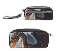 FHESDCW Federmäppchen mit Drachenmotiv, großes Fassungsvermögen, mit Reißverschluss, wasserdichte Kosmetiktasche für Reisen, Vintage-Leder-Federmäppchen für Damen und Herren