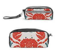 FHESDCW Federmäppchen mit Meerestiermotiven, große Kapazität, mit Reißverschluss, wasserdichte Kosmetiktasche für Reisen, Vintage-Leder-Federmäppchen für Damen und Herren