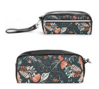 FHESDCW Federmäppchen mit wendbarem Design, großes Fassungsvermögen, mit Reißverschluss, wasserdicht, Kosmetiktasche für Reisen, Vintage-Leder-Federmäppchen für Damen und Herren, Schwarz