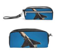 FHESDCW Fighter Federmäppchen mit großem Fassungsvermögen und Reißverschluss, wasserdichte Kosmetiktasche für Reisen, Vintage-Leder-Federmäppchen für Damen und Herren