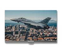 FHESDCW Fighter Jets Fly over Cities Visitenkartenetui für Männer & Frauen, professionelles Kartenetui mit Schnallenverschluss, kompaktes und tragbares Metalletui für Büroangestellte, Stil