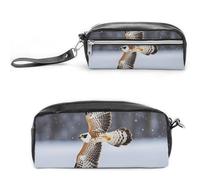 FHESDCW Flying White Adler Federmäppchen Große Kapazität mit Reißverschluss, Hängende Wasserdichte Kosmetiktasche für Reisen, Vintage Leder Federmäppchen für Damen Herren