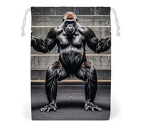 FHESDCW Gorillas in Fitness-/Turnbeutel mit Kordelzug, wiederverwendbar, Reise-Schmuckbeutel, waschbare Aufbewahrungsbeutel für Geschenk, Süßigkeiten, Kosmetik, 20 x 25 cm