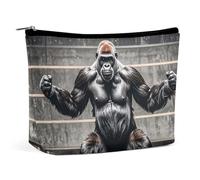 FHESDCW Gorillas Make-up-Tasche für Damen, PU-Leder, wasserdicht, mit Reißverschluss, tragbar, Reise-Make-up-Organizer