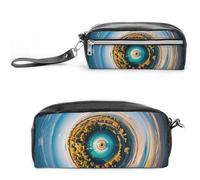 FHESDCW Heavenly Eye Federmäppchen, große Kapazität, mit Reißverschluss, wasserdicht, Kosmetiktasche für Reisen, Vintage-Leder-Federmäppchen für Damen und Herren