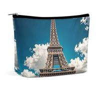 FHESDCW Iron Tower Make-up-Tasche für Damen, PU-Leder, wasserdicht, Kosmetiktasche mit Reißverschluss, tragbarer Reise-Make-up-Organizer