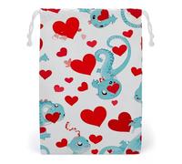 FHESDCW Love Little Dragon Kordelzugbeutel, Leinwand, wiederverwendbare Reise-Schmuckbeutel, waschbare Aufbewahrungsbeutel für Geschenk, Süßigkeiten, Kosmetik, 12 x 18 cm