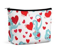 FHESDCW Love Little Dragon Make-up-Tasche für Damen, PU-Leder, wasserdicht, Kosmetiktasche mit Reißverschluss, tragbarer Reise-Make-up-Organizer