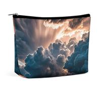 FHESDCW Magnificent Rainstorm Cloud Make-up-Tasche für Damen, PU-Leder, wasserdicht, Kosmetiktasche mit Reißverschluss, tragbarer Reise-Make-up-Organizer