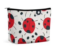 FHESDCW Make-up-Tasche für Damen, PU-Leder, wasserdicht, mit Reißverschluss, tragbar, Reise-Make-up-Organizer, Rot / Schwarz