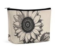 FHESDCW Make-up-Tasche für Damen, PU-Leder, wasserdicht, mit Reißverschluss, tragbar, Reise-Make-up-Organizer, Schwarz und Weiß