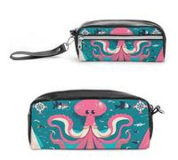 FHESDCW Marine Creatures Federmäppchen für Navigation, große Kapazität mit Reißverschluss, hängende wasserdichte Kosmetiktasche für Reisen, Vintage-Leder-Federmäppchen für Damen und Herren