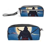 FHESDCW Moonlight Federmäppchen im Aquarell-Stil, Ninja-Federmäppchen, großes Fassungsvermögen, mit Reißverschluss, wasserdichte Kosmetiktasche für Reisen, Vintage-Leder-Federmäppchen für Damen und