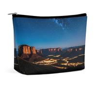 FHESDCW Nacht-Make-up-Tasche im Western-Stil für Damen, PU-Leder, wasserdicht, Kosmetiktasche mit Reißverschluss, tragbarer Reise-Make-up-Organizer