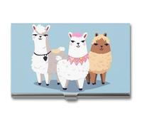 FHESDCW Niedliches Alpakas-Visitenkartenetui für Damen und Herren, professionelles Kartenetui mit Schnallenverschluss, kompaktes und tragbares Metalletui für Büroangestellte