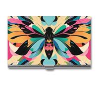 FHESDCW Niedliches und farbenfrohes Motten-Visitenkartenetui für Männer und Frauen, professionelles Kartenetui mit Schnallenverschluss, kompaktes und tragbares Metalletui für Büroangestellte, Stil