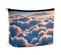 FHESDCW On Top of The Cloud Make-up-Tasche für Damen, PU-Leder, wasserdichte Kosmetiktasche mit Reißverschluss, tragbarer Reise-Make-up-Organizer