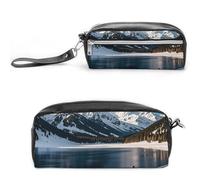 FHESDCW People Cross Lakes Federmäppchen, große Kapazität, mit Reißverschluss, wasserdichte Kosmetiktasche für Reisen, Vintage-Leder-Bleistifttasche für Damen und Herren